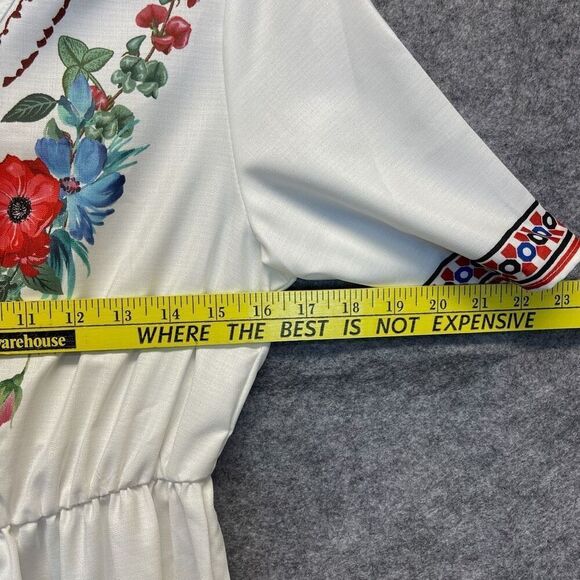 NWT Emery Rose Dress Women's Small White Floral Boho Short Sleeve A-Line V-Neck - Picture 9 of 16